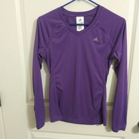 Purple adidas long sleeve athletic climacool shirt - Picture 3 of 6